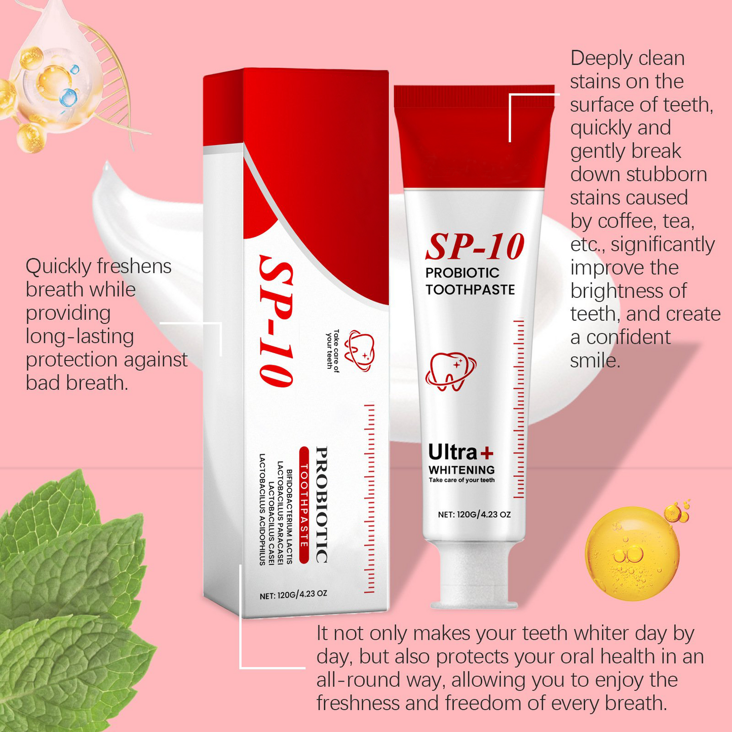 š„ Super Probiotic Toothpaste Spring Mint Burst ā Strengthens Enamel, Brightens Smile & Delivers Long-Lasting Freshness