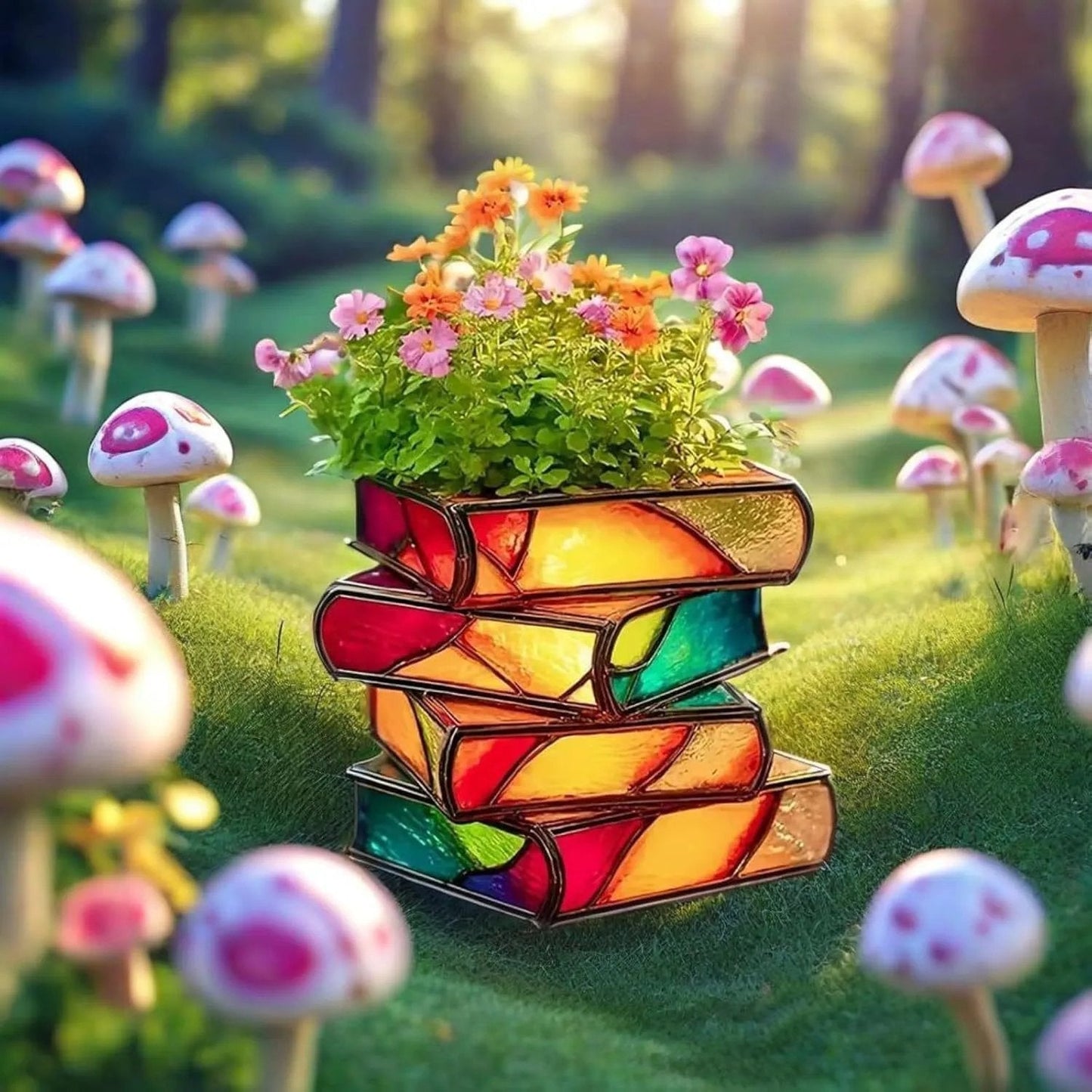 Handmade Stacked Books Flower Pot