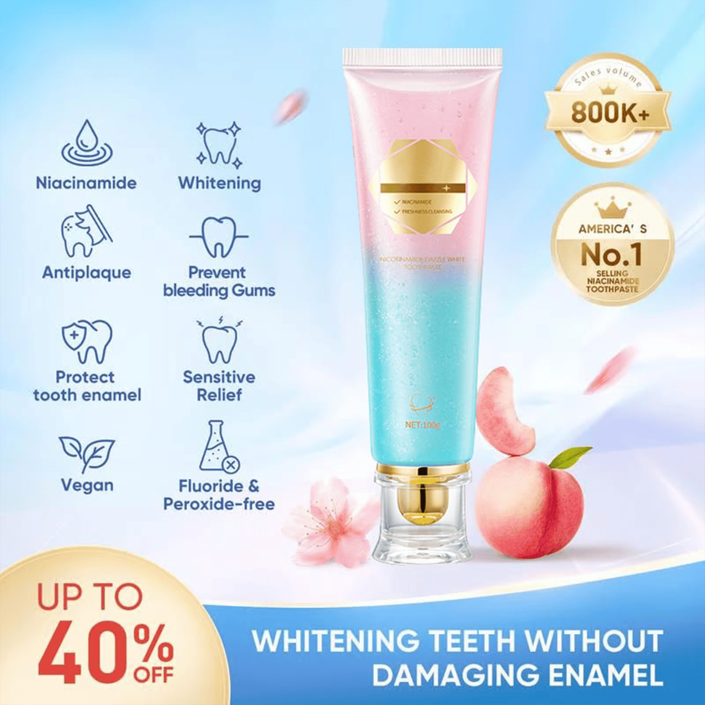 โจ ๐ฆท Niacinamide Whitening Toothpaste - For Healthier, Whiter Teeth!