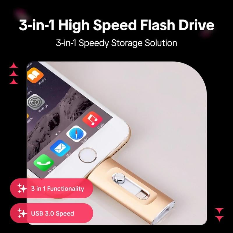 ⚡3-in-1 Flash Drive for Android Phone/PC and More