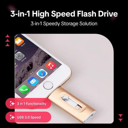 ⚡3-in-1 Flash Drive for Android Phone/PC and More