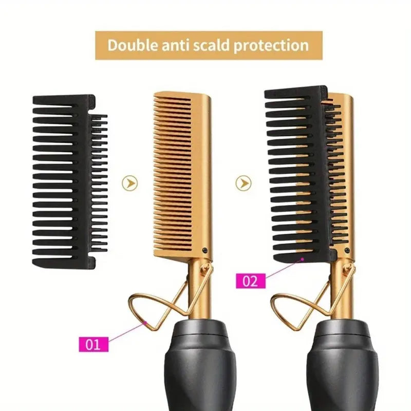 🔥Hot Comb Hair Straightener Electric Copper Comb Portable Travel - Last Day 60% OFF