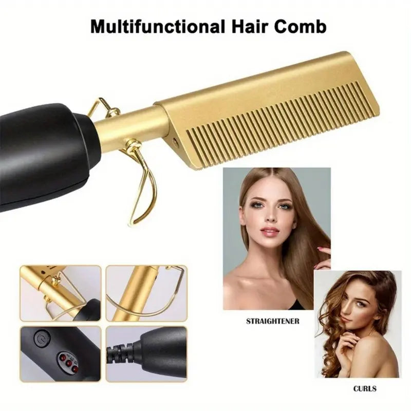 🔥Hot Comb Hair Straightener Electric Copper Comb Portable Travel - Last Day 60% OFF