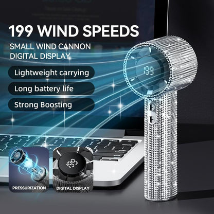 🔥S5 Full Diamond Luxury Craftsmanship Portable Handheld Turbo Fan