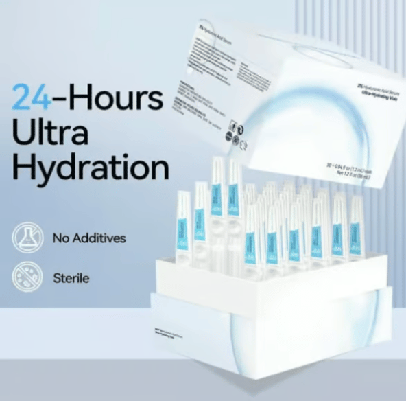 Ultra-Hydrating Serum -Vegan | 3% Hyaluronic Acid Glass Skin Single-Use Vials Skincare Comfort