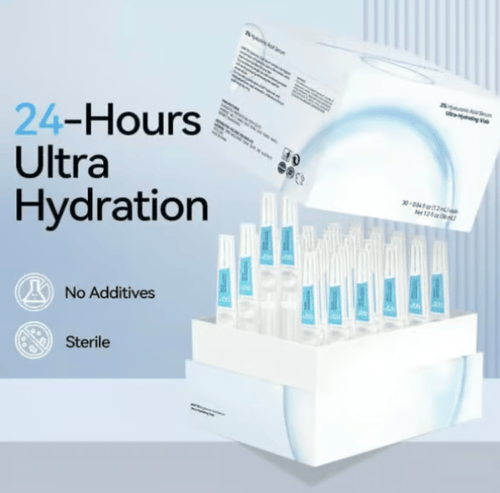 Ultra-Hydrating Serum -Vegan | 3% Hyaluronic Acid Glass Skin Single-Use Vials Skincare Comfort