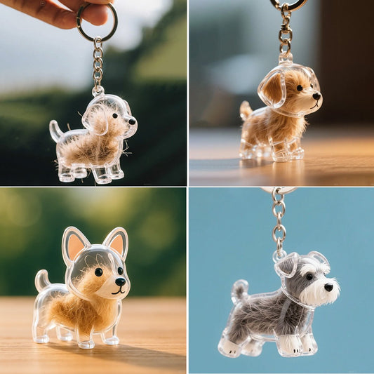 Dog Hair Collector Keychain Charm Memorial Storage Box