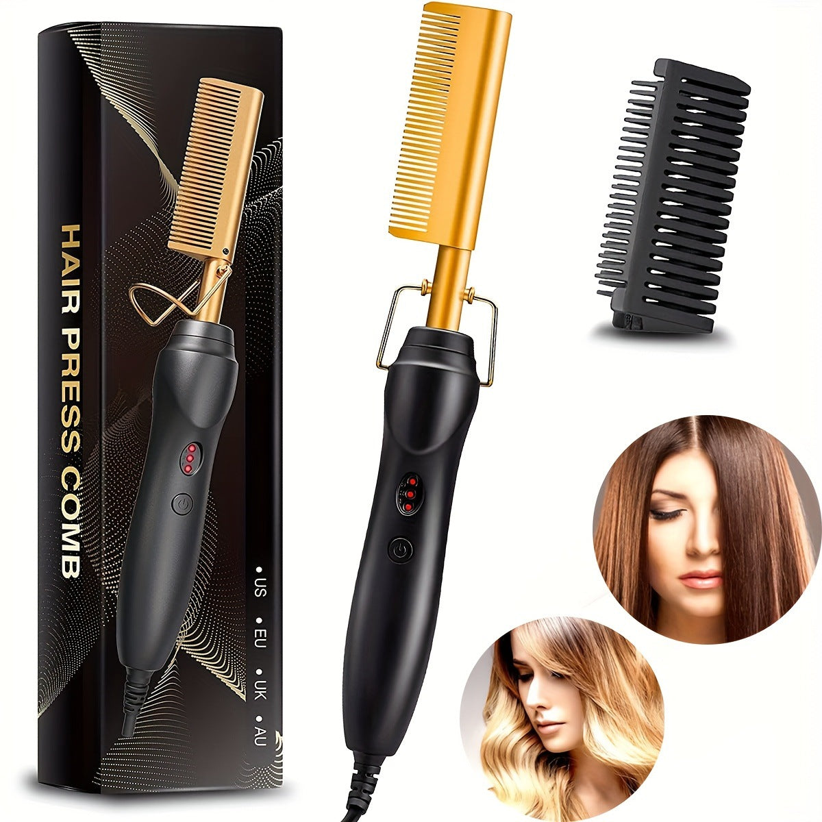 🔥Hot Comb Hair Straightener Electric Copper Comb Portable Travel - Last Day 60% OFF