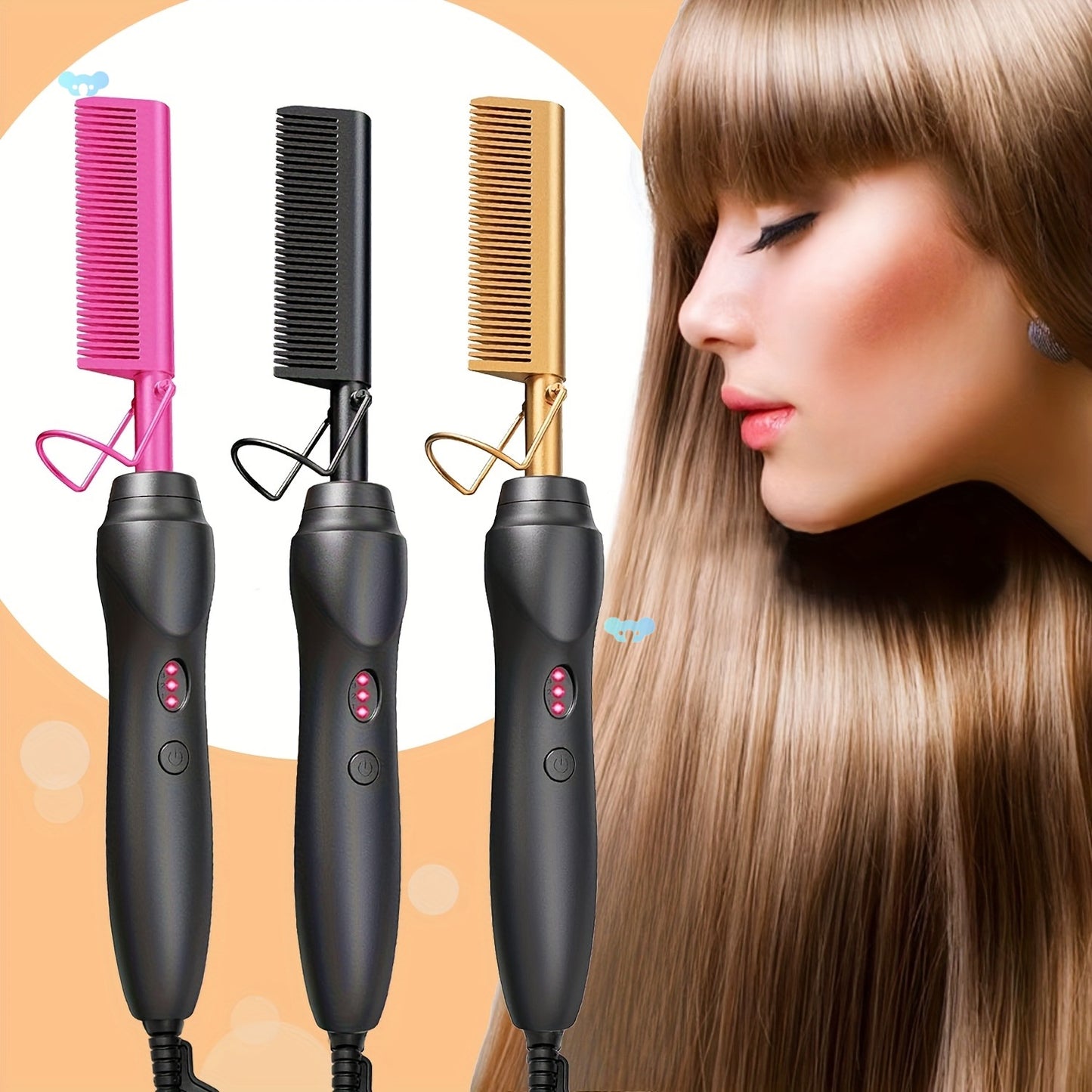 🔥Hot Comb Hair Straightener Electric Copper Comb Portable Travel - Last Day 60% OFF