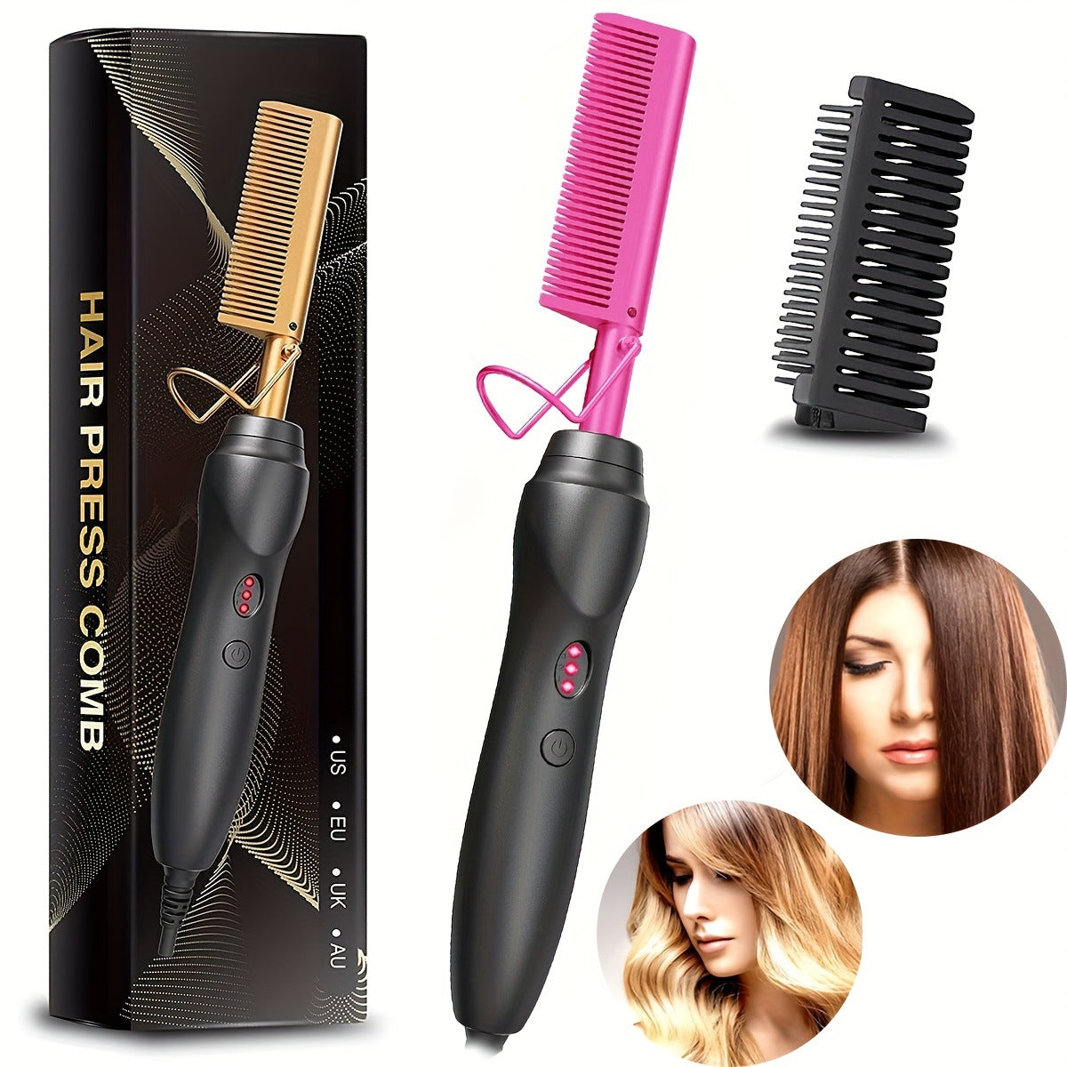 🔥Hot Comb Hair Straightener Electric Copper Comb Portable Travel - Last Day 60% OFF