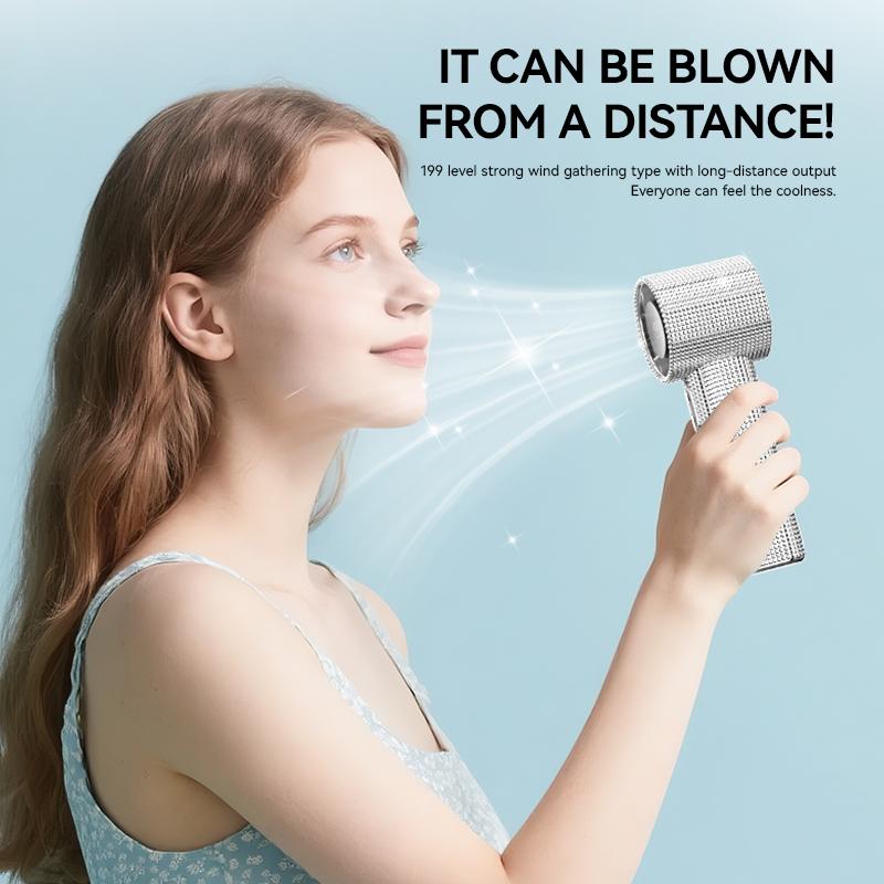🔥S5 Full Diamond Luxury Craftsmanship Portable Handheld Turbo Fan