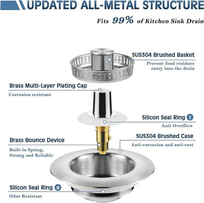 🔥LAST DAY 50% OFF-Upgraded 3 in 1 Kitchen Sink Drain Strainer