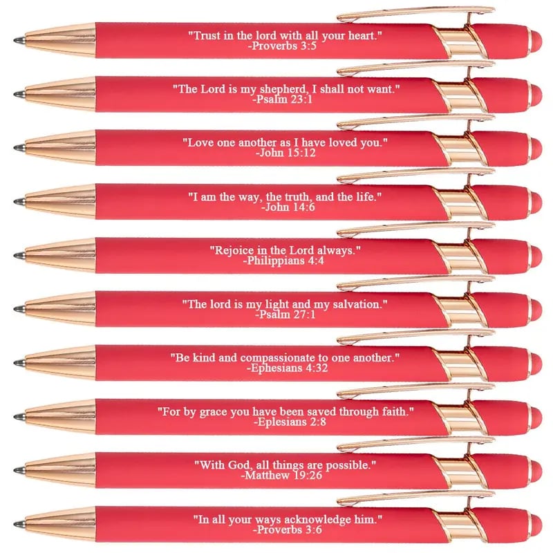 ❤️🙌Find Daily Strength: Premium Comfort Bible Verse Pens – 10pcs (Gift Set)